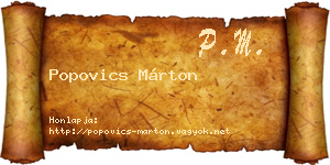Popovics Márton névjegykártya